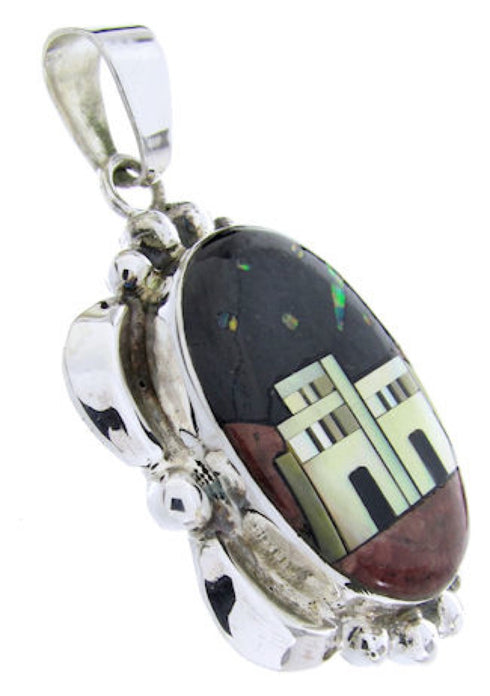 Sterling Silver Multicolor Native American Design Pendant YS67071